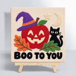 Spooky apple face punch needle kit for beginners