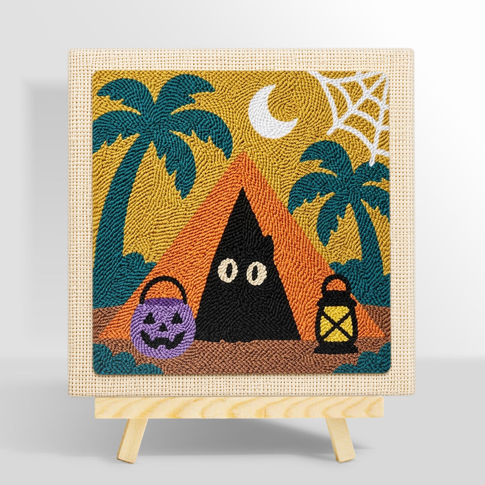 Spooky camping ghost punch needle kit for beginners