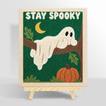 Spooky ghost on tree branch punch needle kit for beginners