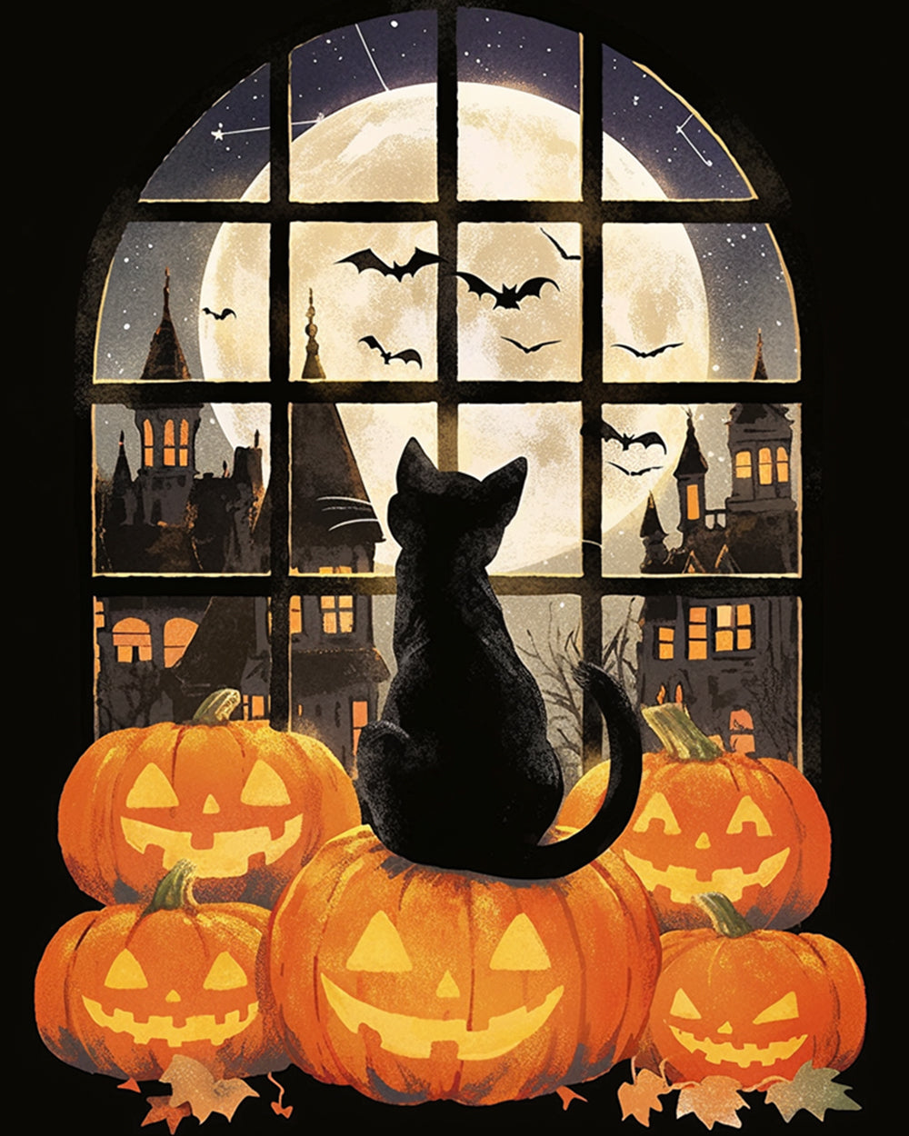 Spooky halloween night scene cross stitch kit for beginners