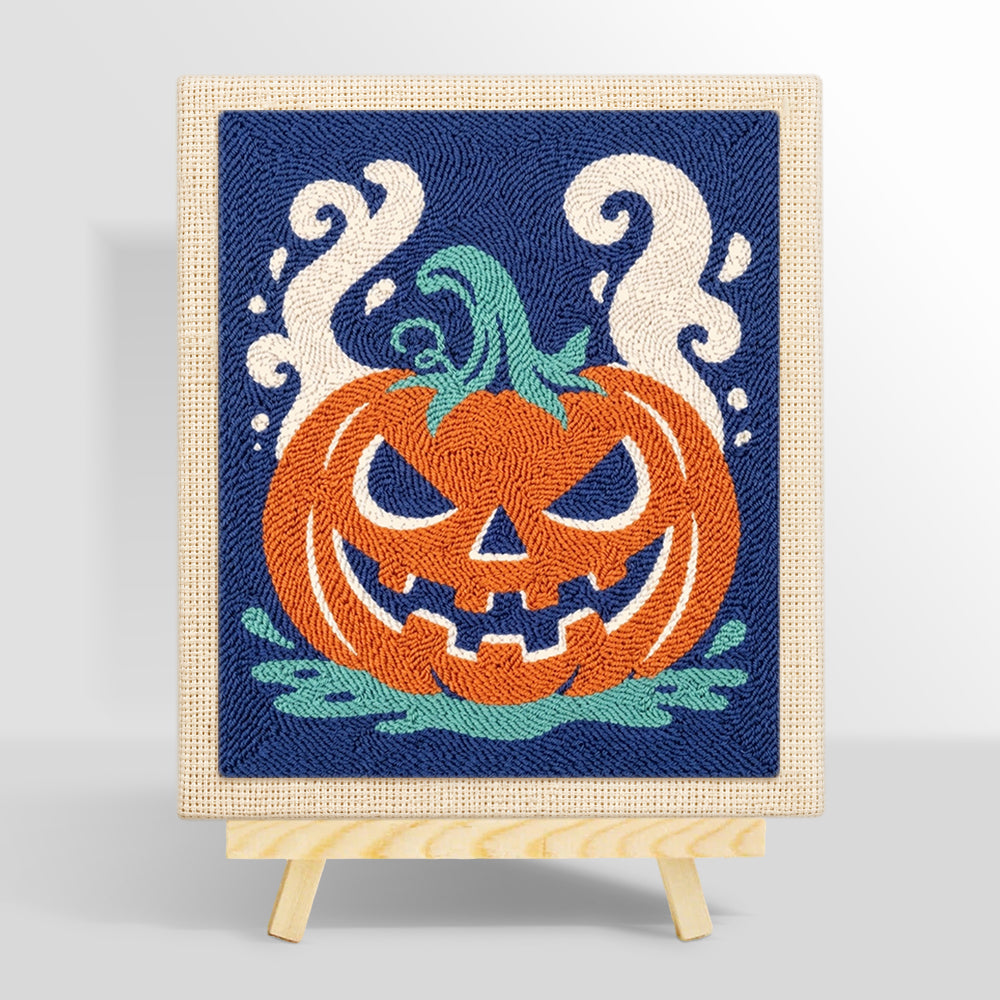 Spooky jack‑o‑lantern punch needle kit for beginners