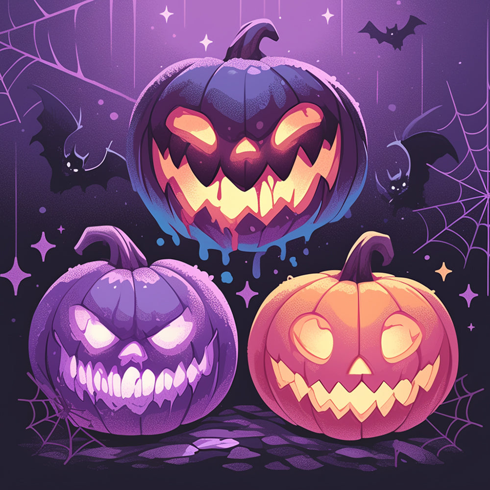 Spooky jack-o’-lanterns cross stitch kit for beginners