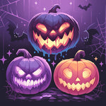 Spooky jack-o’-lanterns cross stitch kit for beginners
