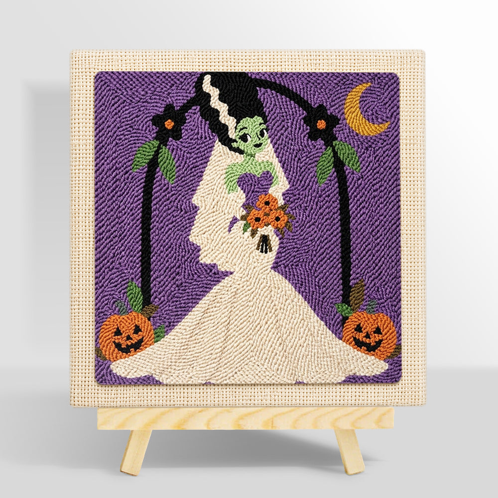 Spooky monster bride punch needle kit for beginners