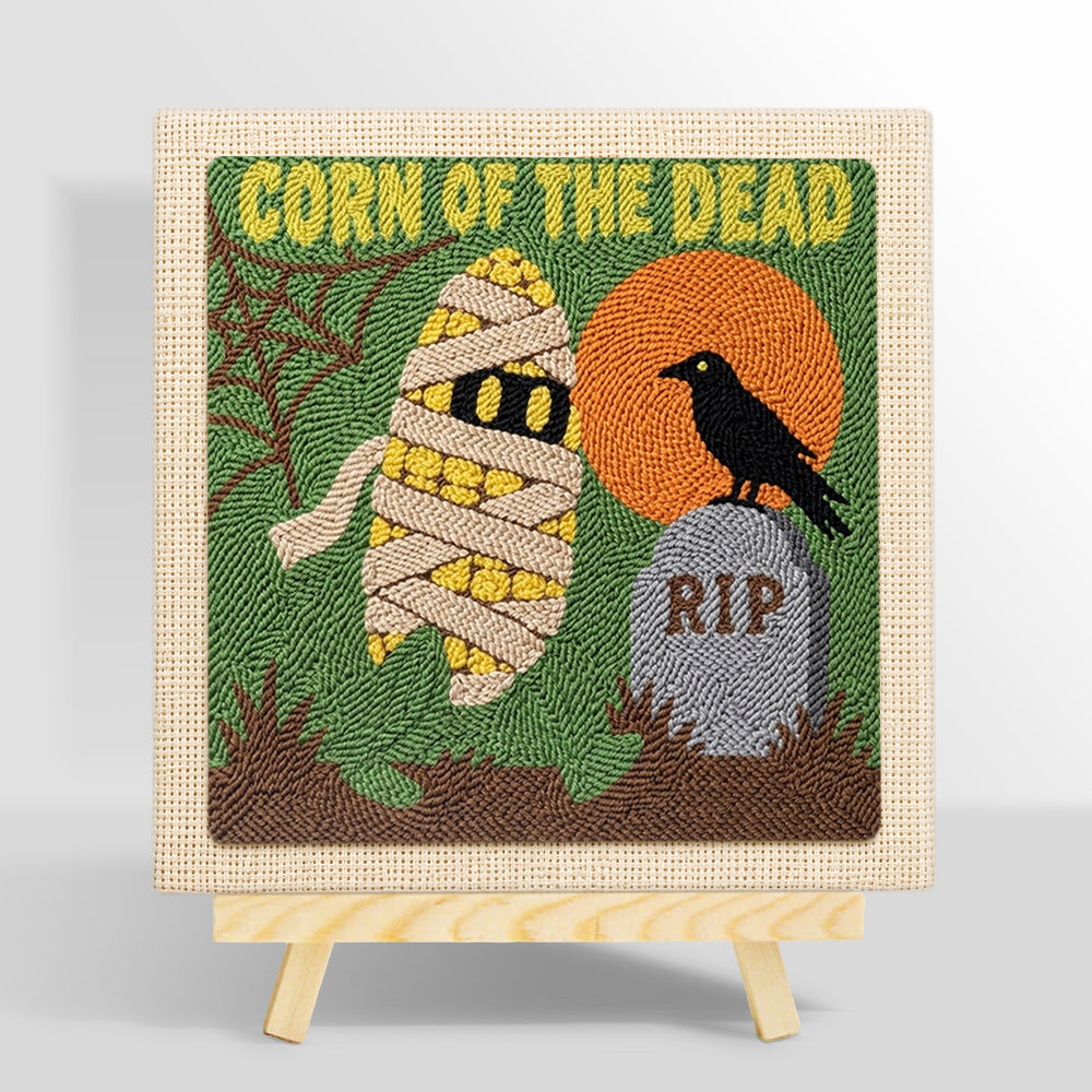 Spooky mummy corn punch needle kit for beginners