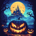 Spooky pumpkin halloween cross stitch kit for beginners