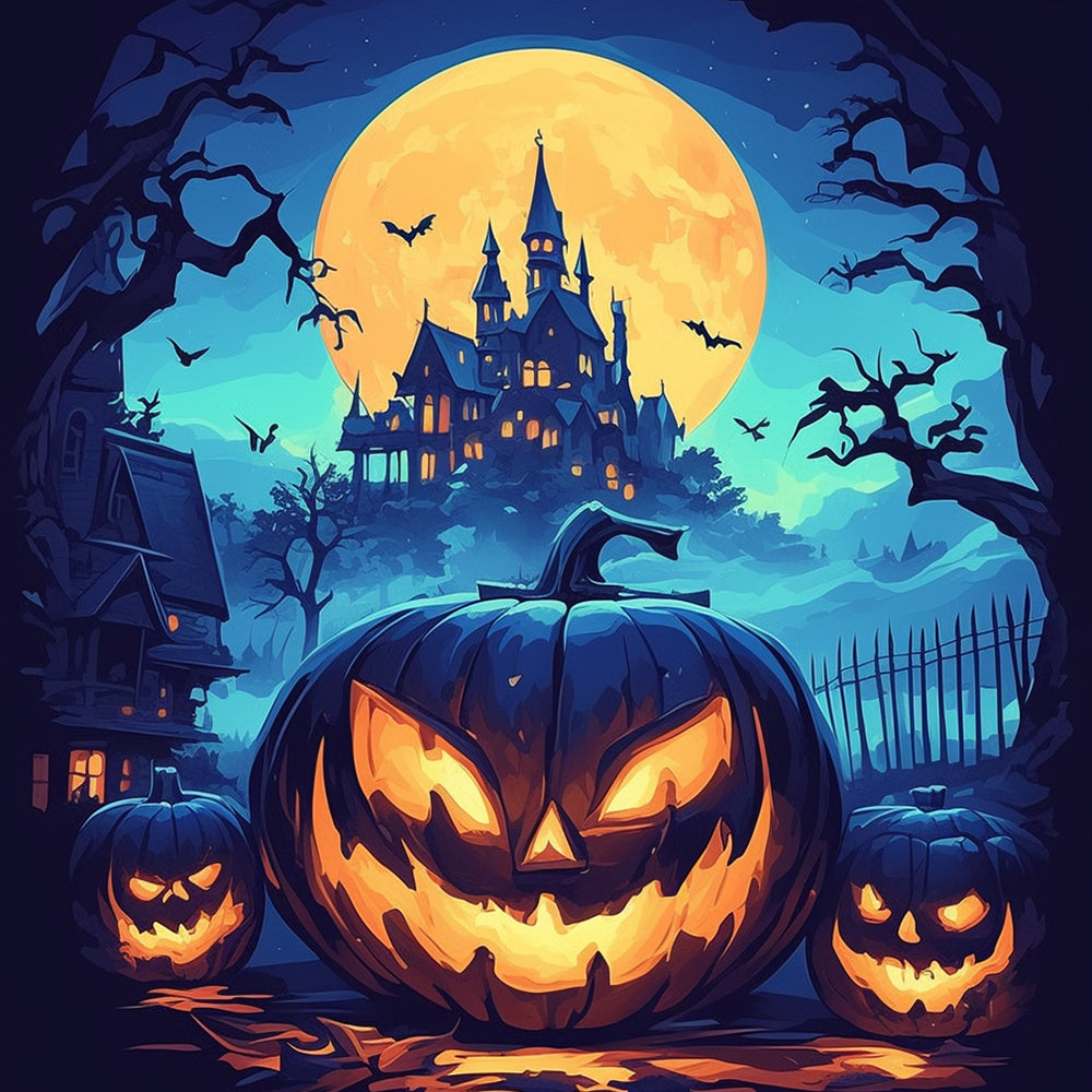Spooky pumpkin halloween cross stitch kit for beginners