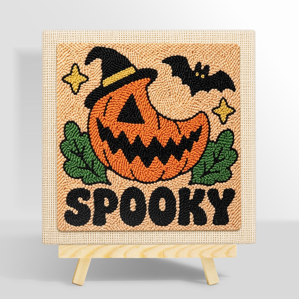 Spooky pumpkin jack punch needle kit for beginners