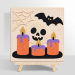 Spooky skull candles punch needle kit for beginners