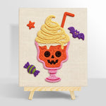 Spooky skull ice cream cup punch needle kit for beginners