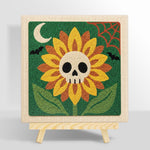 Spooky sunflower with skull center punch needle kit for beginners