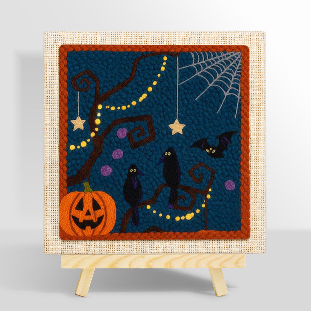 Spooky tree and ravens punch needle kit for beginners