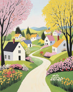 Spring country village cross stitch kit for beginners