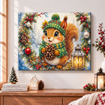 Squirrel with pinecones pearl diamond painting kit for beginners