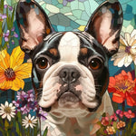 Stained glass french bulldog cross stitch kit for beginners