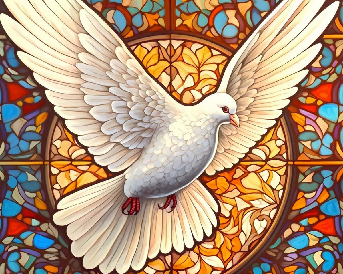 Stained glass white dove cross stitch kit for beginners