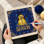 Creating handmade star border sad snowman punch needle artwork