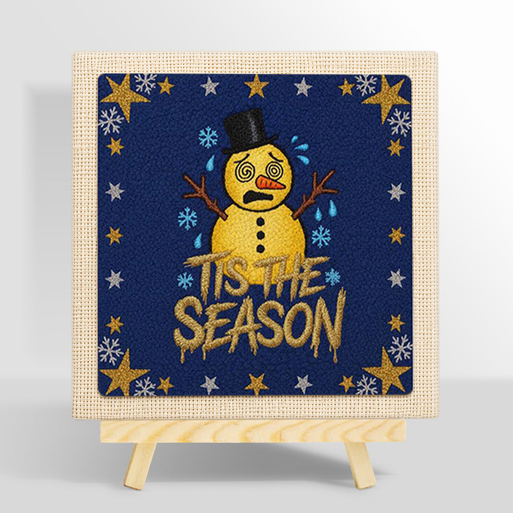 Star border sad snowman punch needle kit for beginners