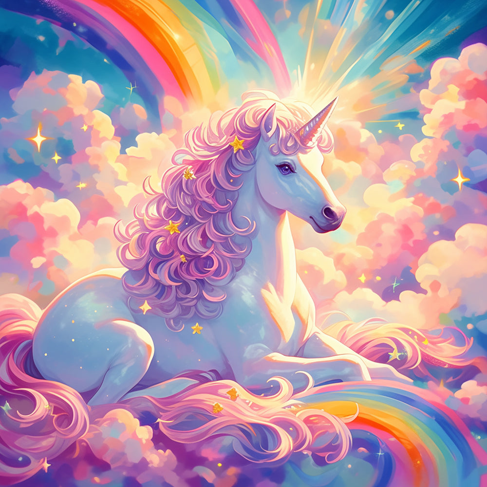Star rainbow unicorn cross stitch kit for beginners