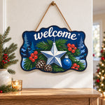 Star welcome sign paint by numbers door hanger as indoor wall decor