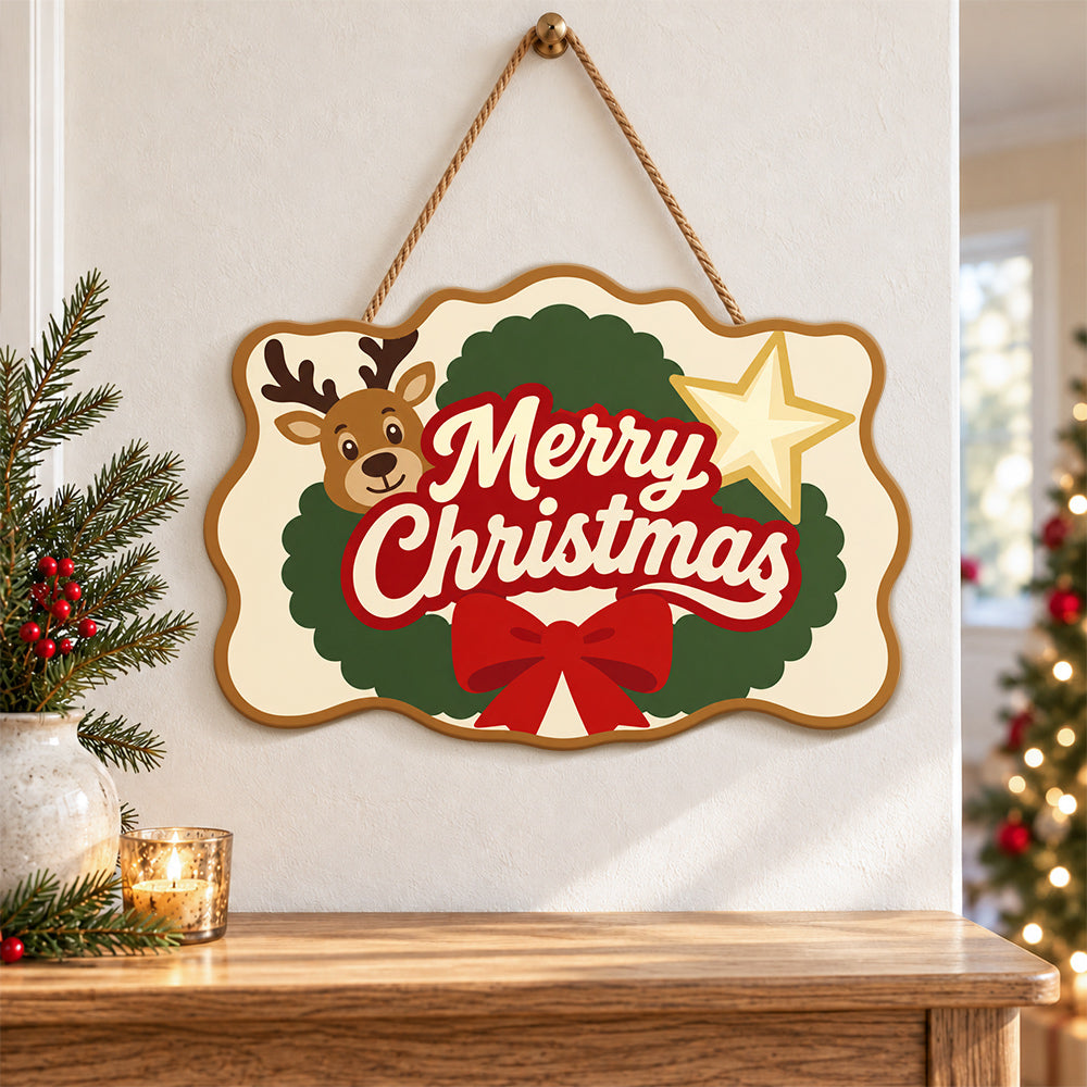 Star wreath reindeer paint by numbers door hanger as indoor wall decor