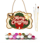 Star wreath reindeer paint by numbers door hanger with paints and brushes