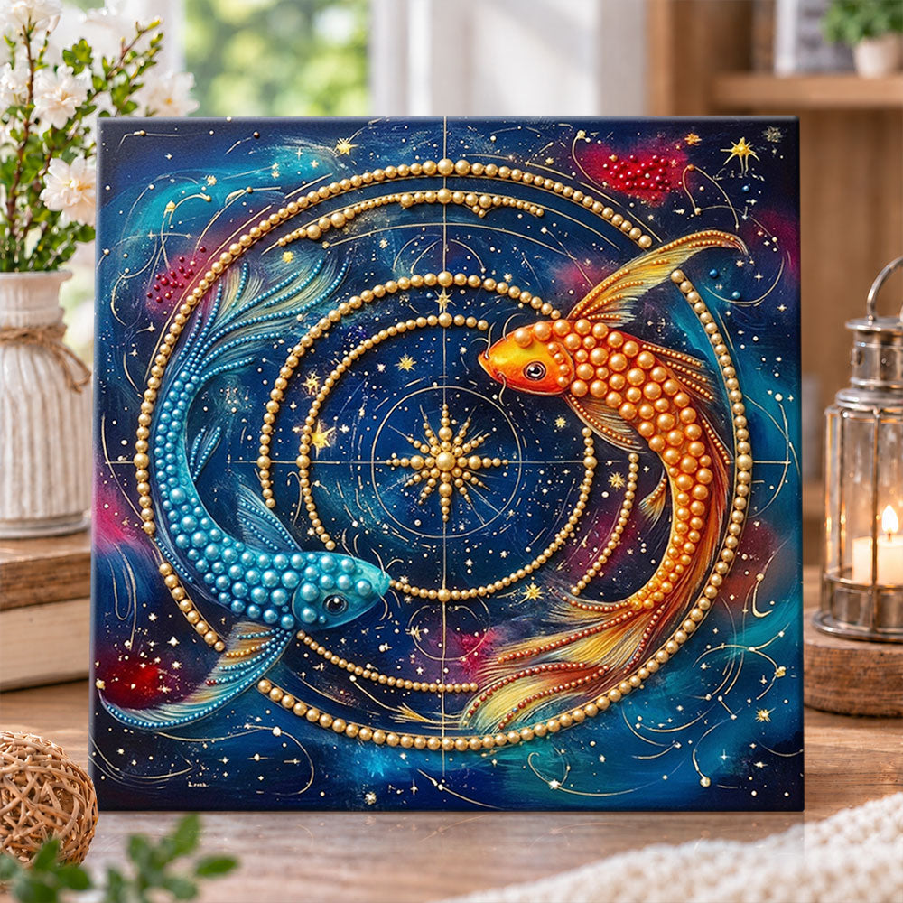 Starlight twin koi pearl diamond painting kit for beginners