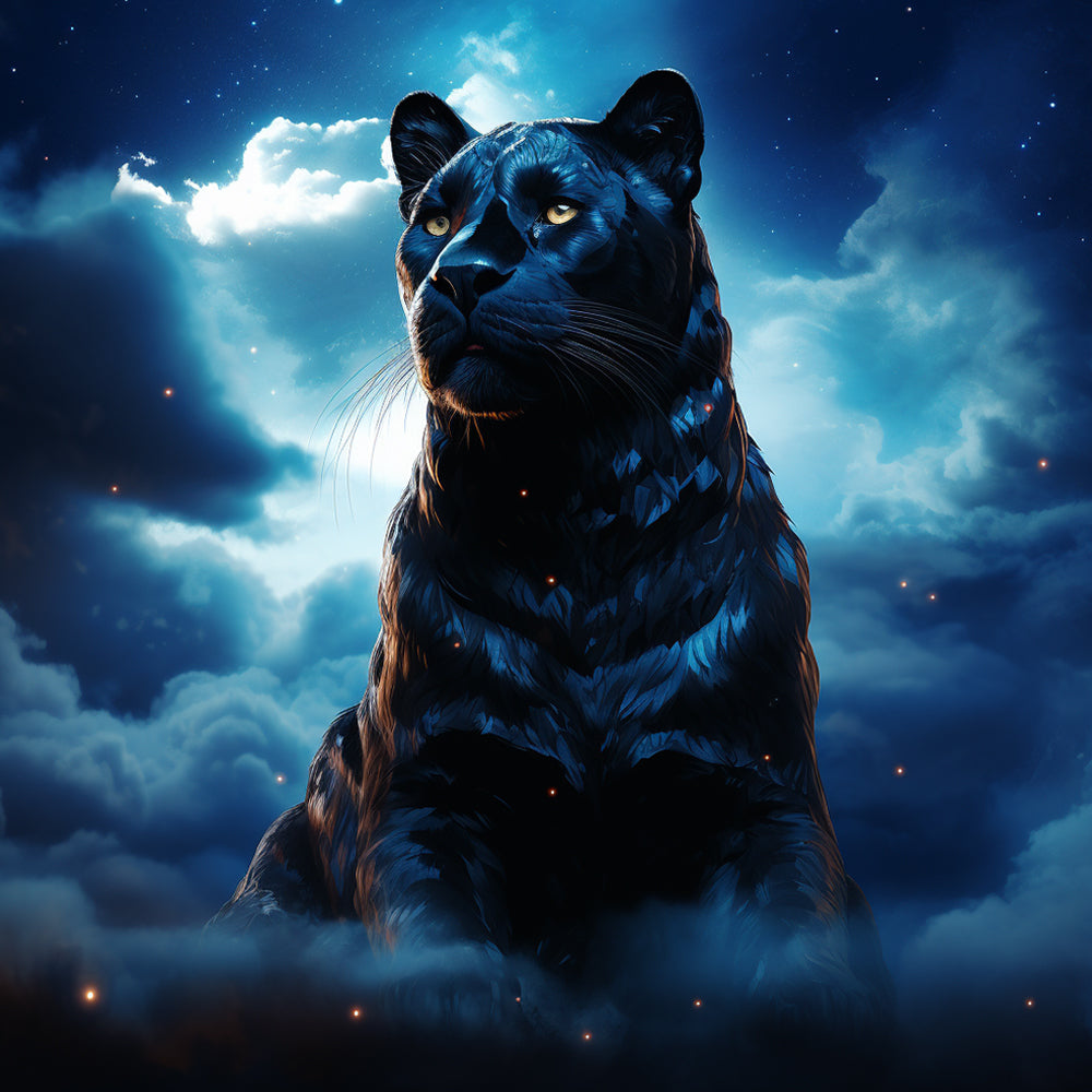 Starry black panther cross stitch kit for beginners