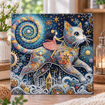 Starry cat and little girl pearl diamond painting kit for beginners