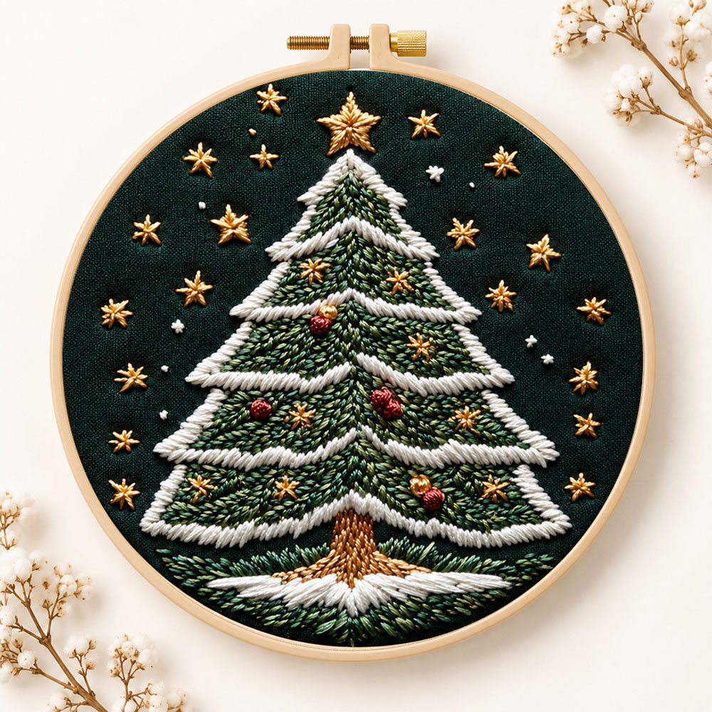 Starry christmas tree embroidery kit