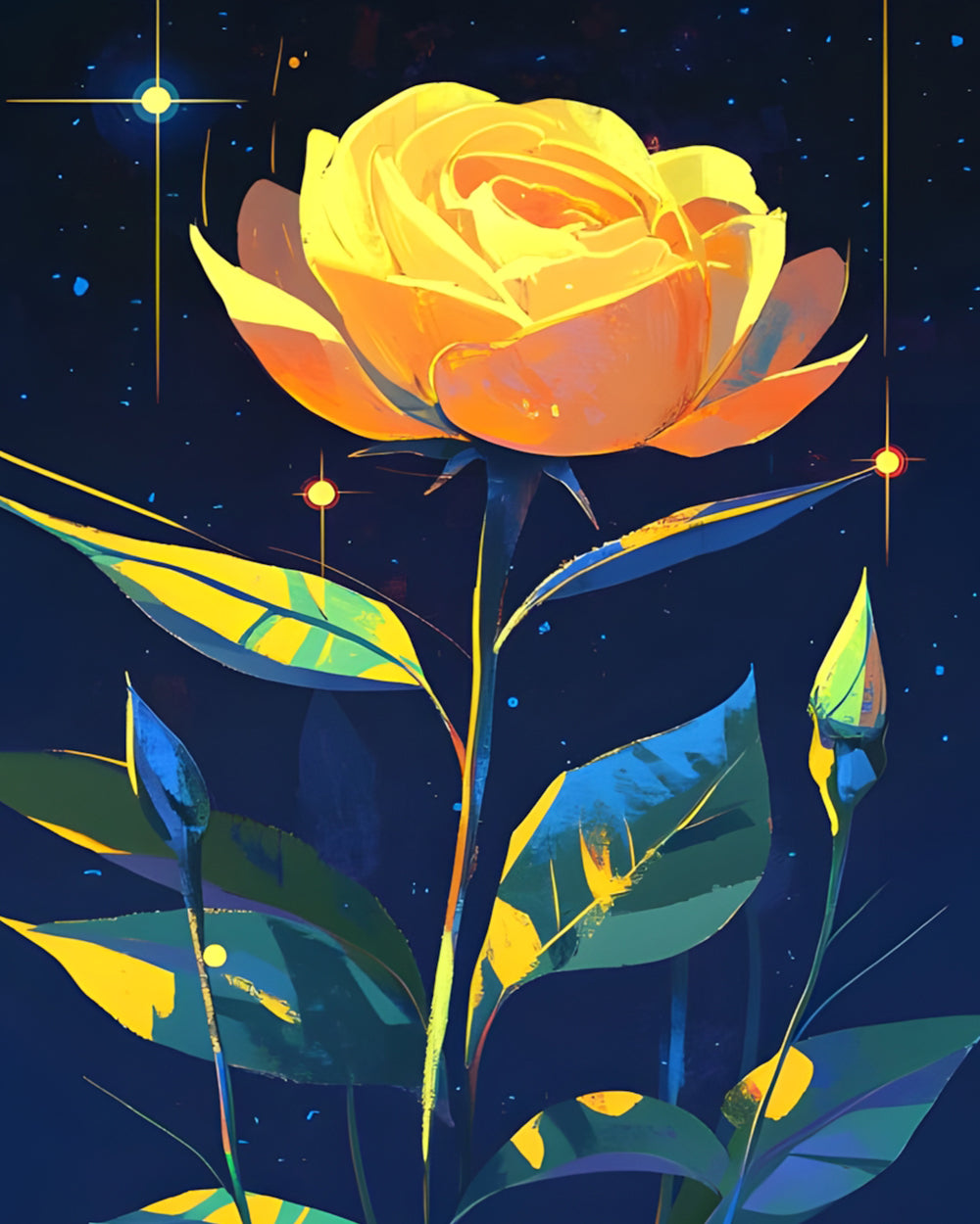 Starry glowing rose cross stitch kit for beginners