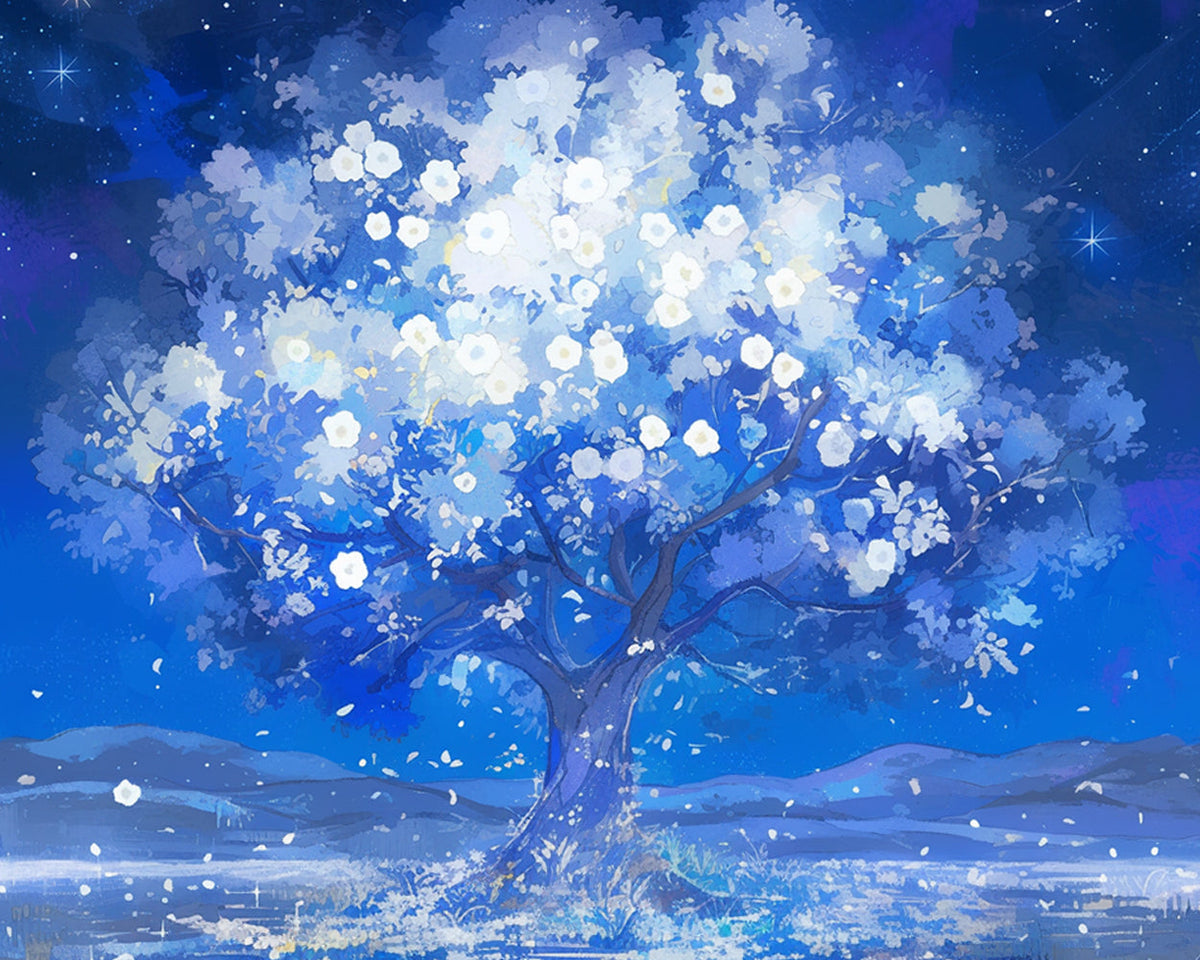 Starry glowing tree cross stitch kit for beginners