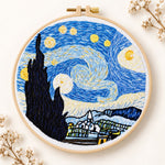 Starry night embroidery scene embroidery kit