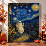 Starry night ghost on swing pearl diamond painting kit for beginners