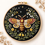 Starry night moth embroidery kit