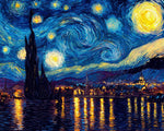 Starry night over water cross stitch kit for beginners