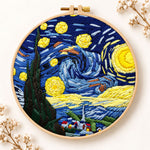 Starry night sky embroidery kit