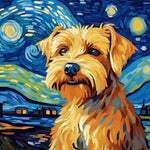 Starry night terrier cross stitch kit for beginners