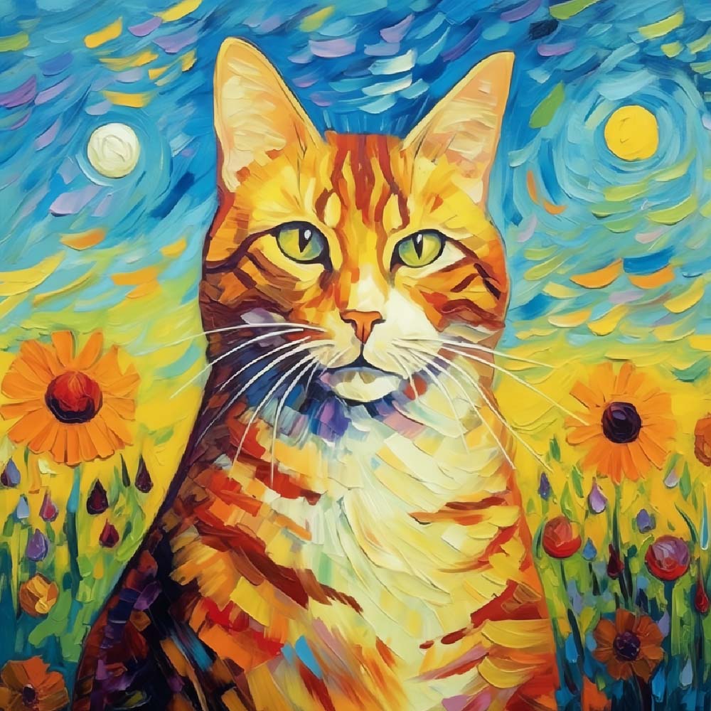 Starry sky art cat cross stitch kit for beginners