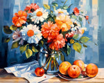 Still life with blooms and citrus cross stitch kit for beginners