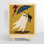 Stormy ghost with black cat punch needle kit for beginners