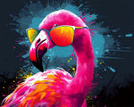 Stylish flamingo with shades cross stitch kit for beginners