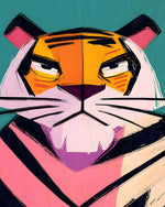 Stylized tiger face cross stitch kit for beginners