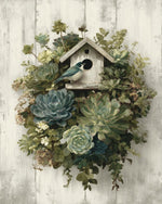 Succulent birdhouse art cross stitch kit for beginners