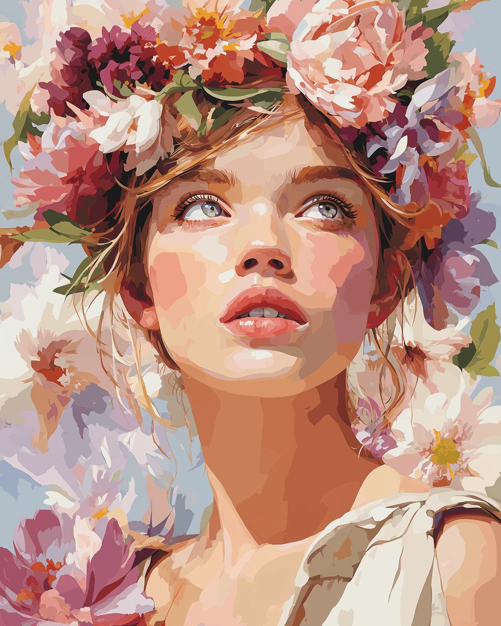 Summer flower wreath cross stitch kit for beginners