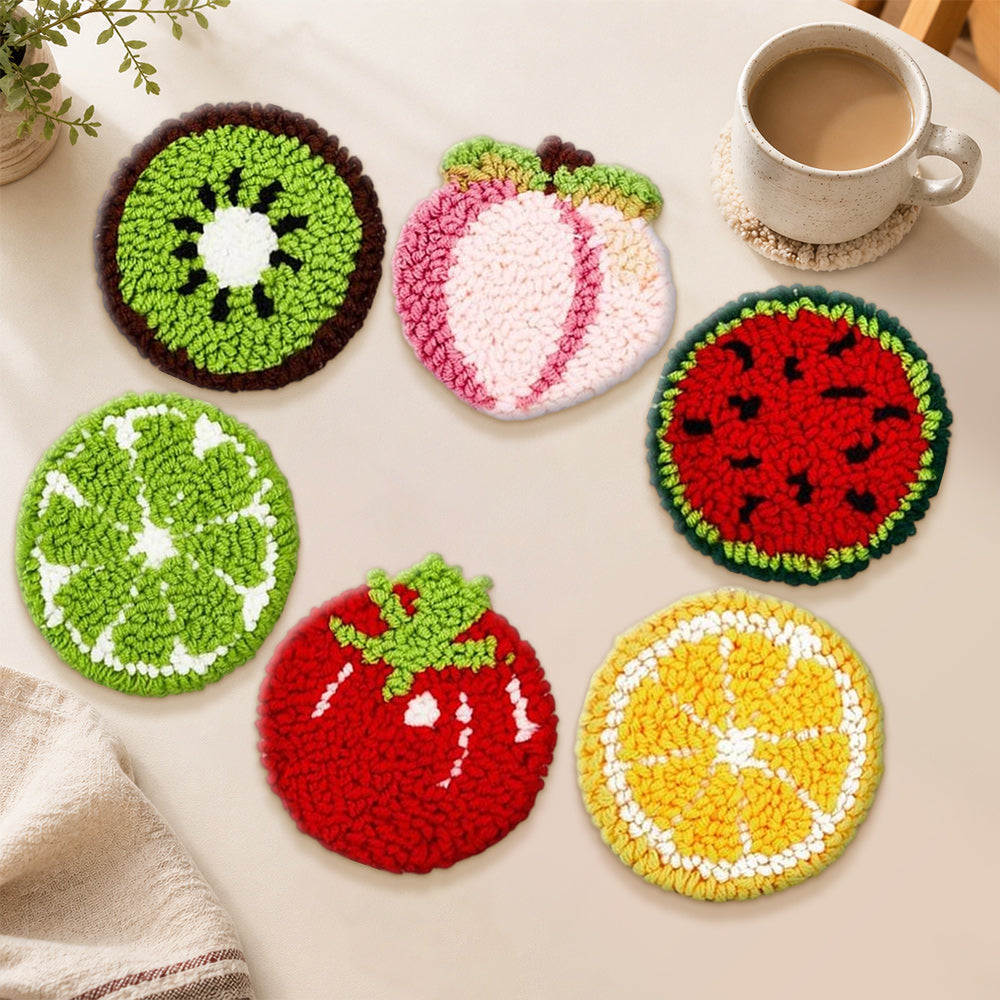 Summer fruit slice punch needle coasters used for home decoration