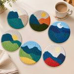 Summer mountain ranges punch needle coasters used for home decoration