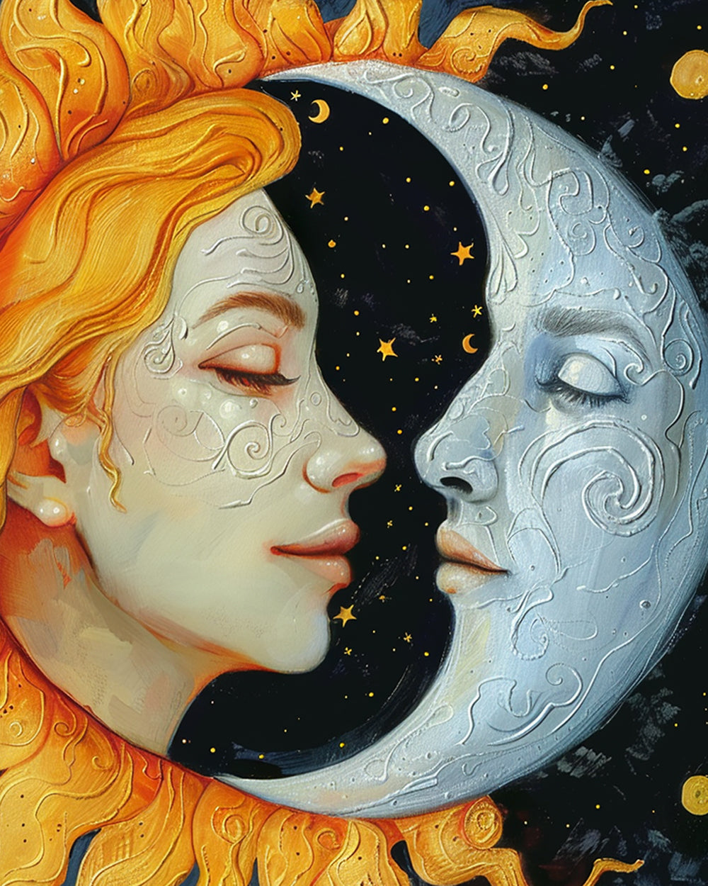 Sun and moon lovers cross stitch kit for beginners