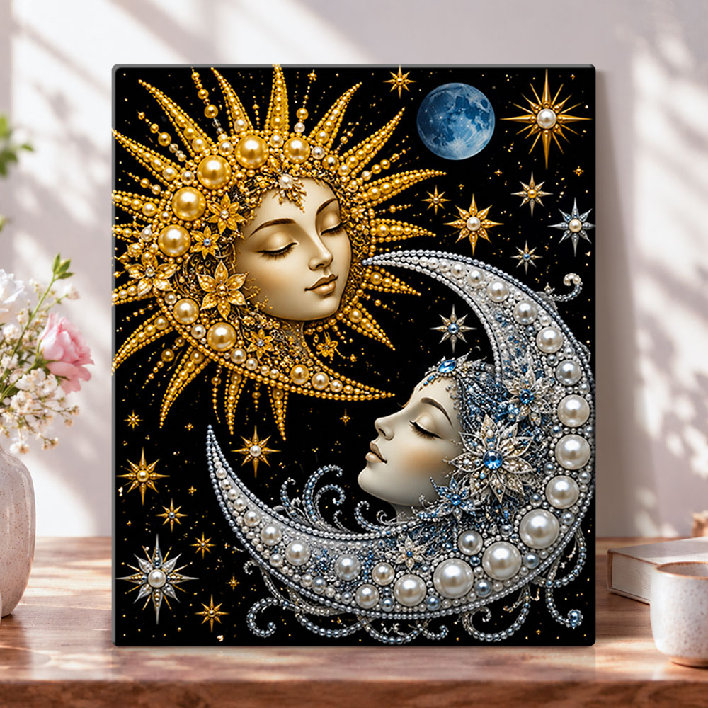Sun goddess and moon goddess pearl diamond painting kit for beginners