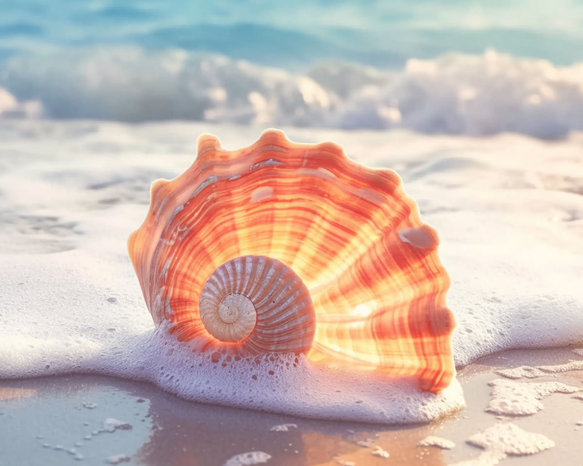 Sun‑kissed beach conch cross stitch kit for beginners